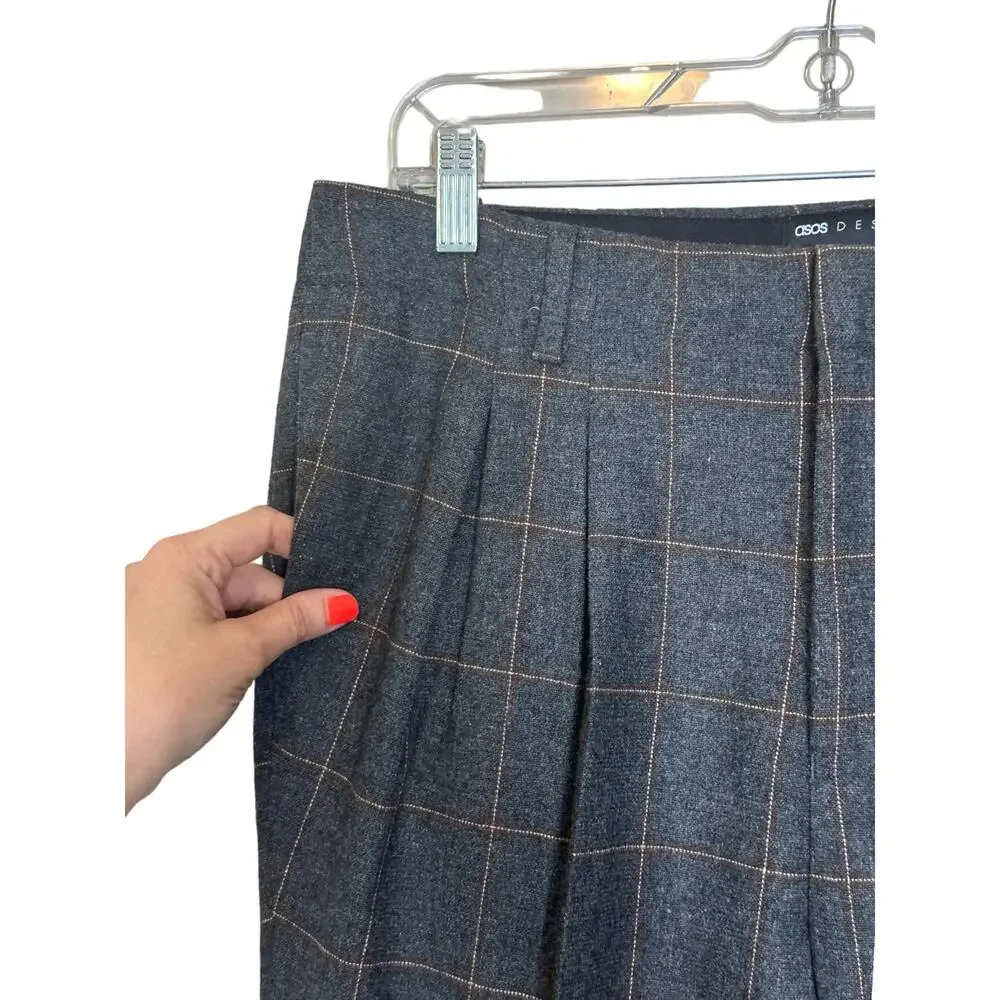 Asos Design men gray plaid pleated pants size waist 32